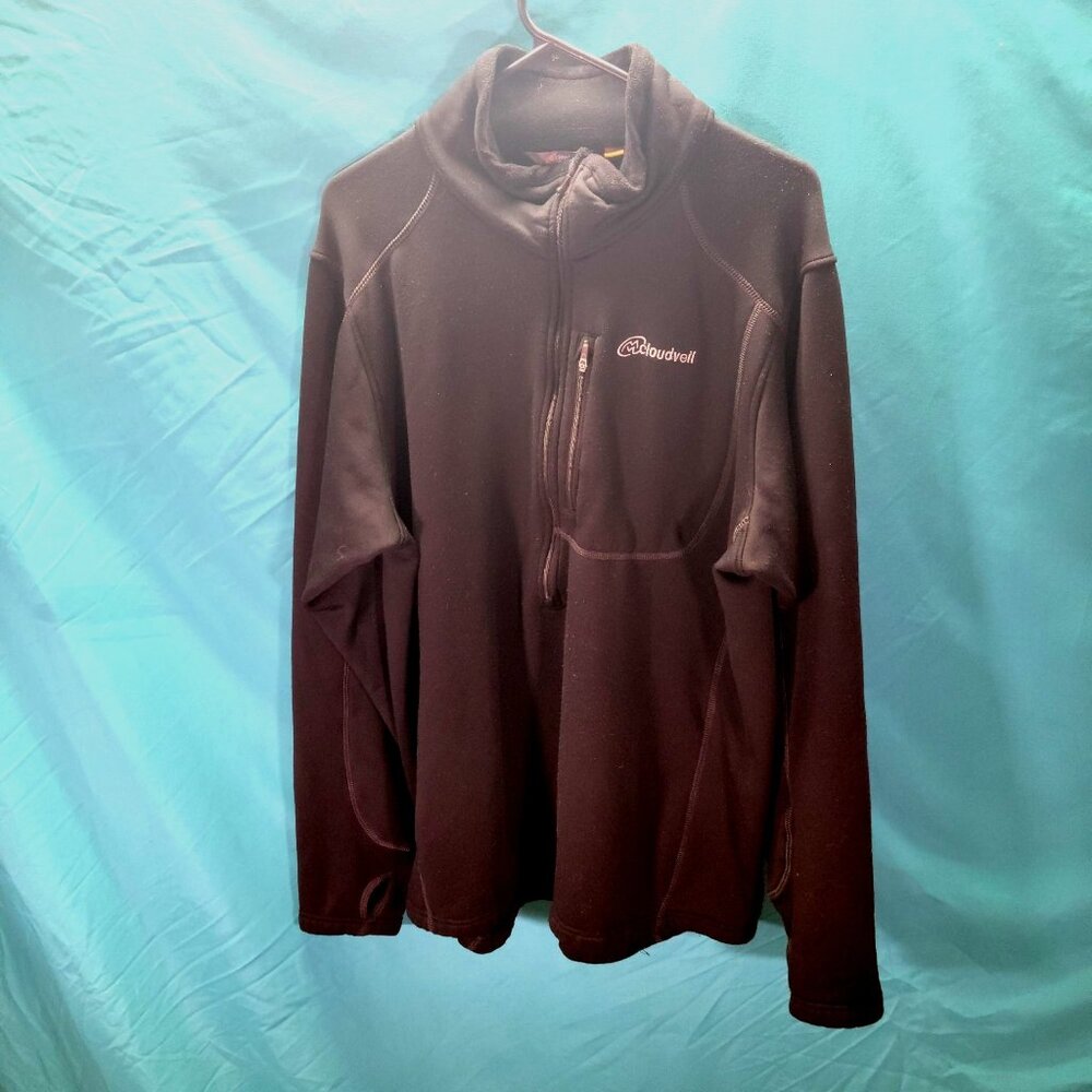 Cloudveil Men's XL Pullover Fleece Jacket Black 93% Polyester 7% Spandex